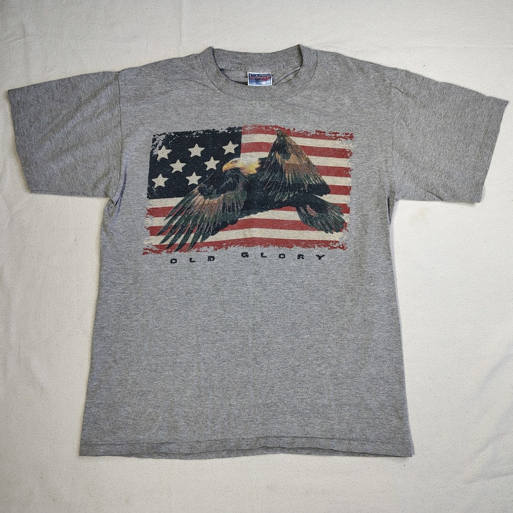 Vintage All Sport Events Old Glory Eagle American Flag T-Shirt Single Stitch Med